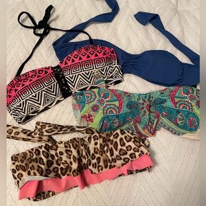 Set of 4 Swimsuit Tops,Strapless Bikini, Guess, Juicy Couture